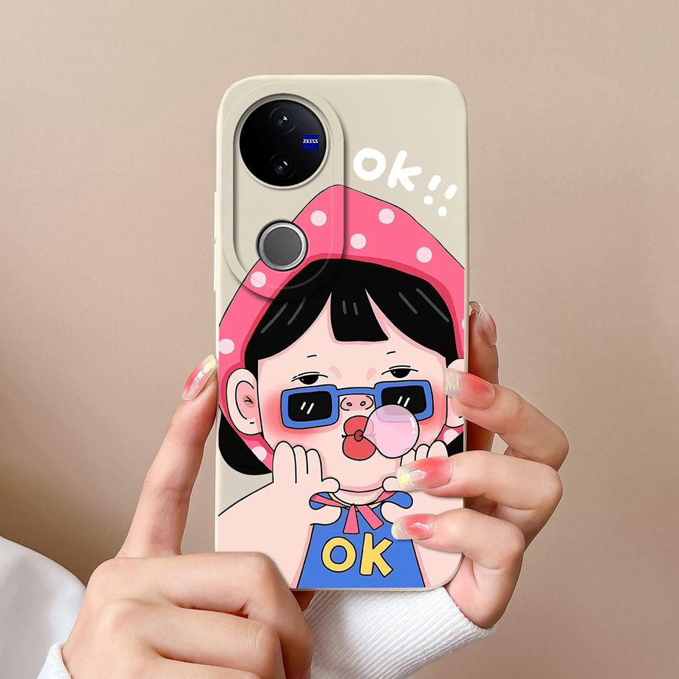 For Vivo V50 Lite Case Cute Cartoon Phone Shell Soft Liquid Silicone Back Cover For Vivo V 50 Full Protection Shockproof Bumper