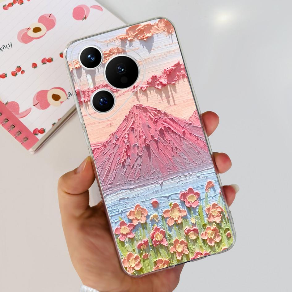 For Huawei Pura 70 Pro Plus Case Fashion Flowers Clear Soft Silicone Shockproof Phone Cover For Huawei Pura 70 Pro Pura70 Bumper