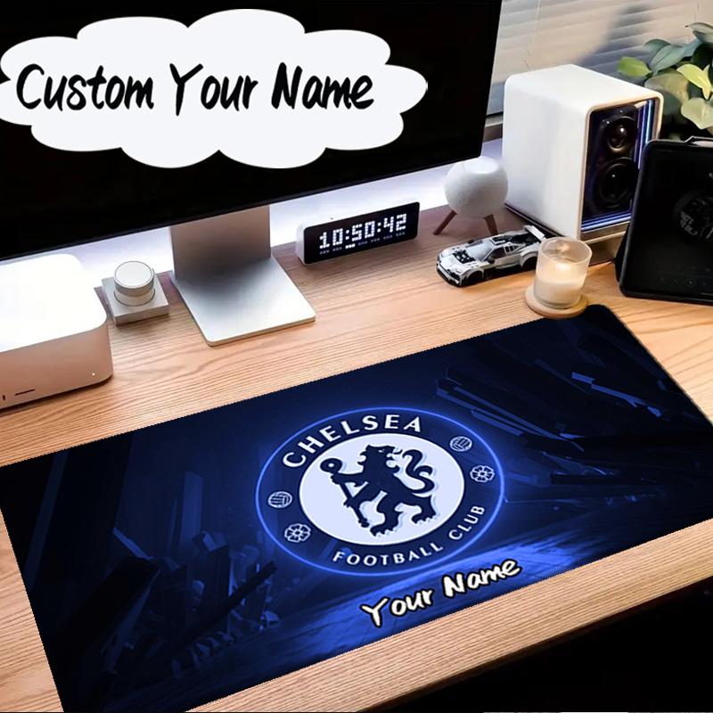 Custom Name Mouse Pad Blue Chelsea Football Club Logo Mouse Pad Desk Mat, Non-Slip Rubber Backer Pad For Computer Notebook Gaming Mouse Pad Gift