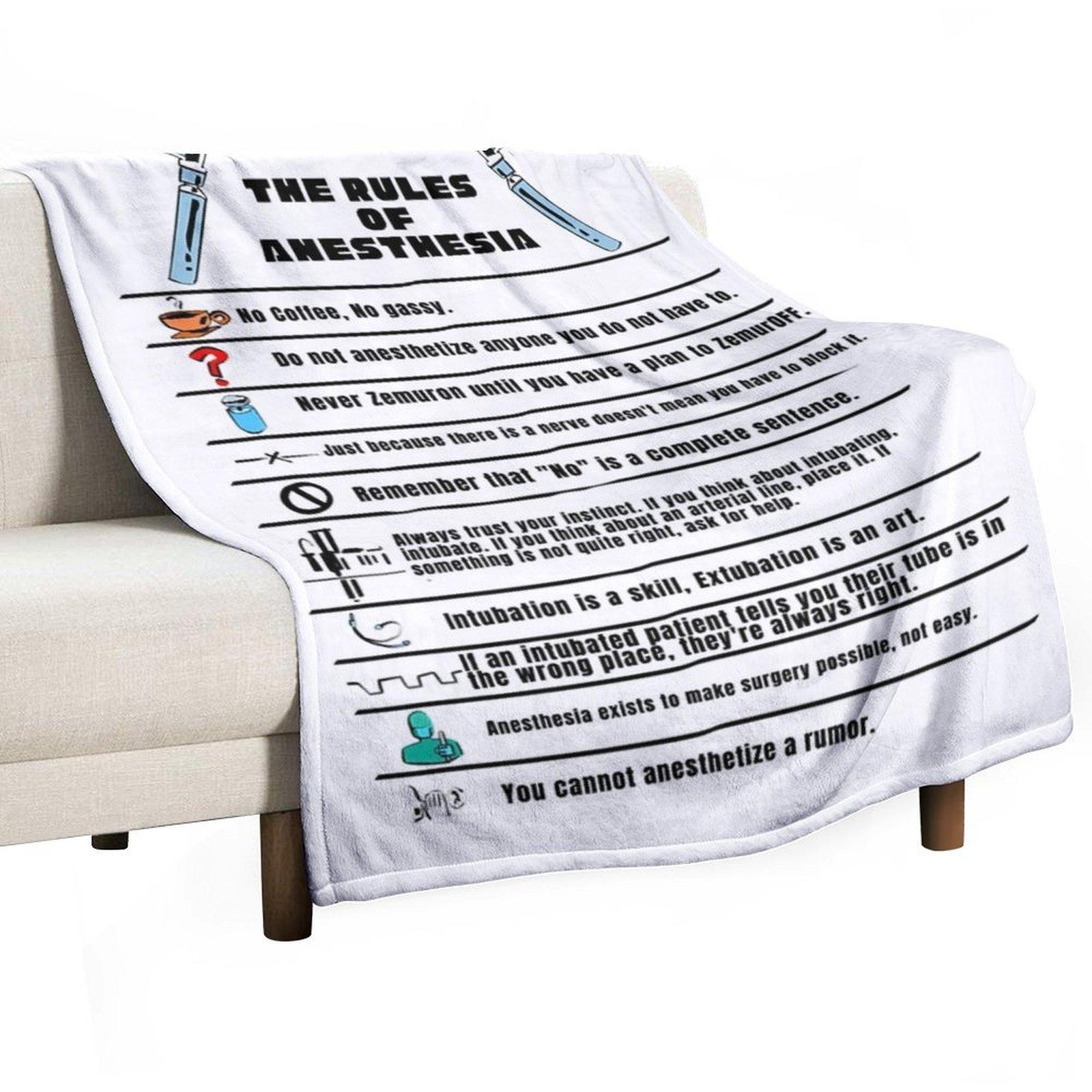 The Rules of Anesthesia Throw Blanket Baby Luxury Designer Camping funny gift Blankets 30x40in