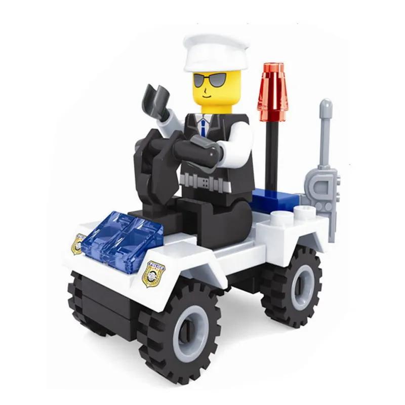 City Patrol Police Motorcycle Car Pursuit Prisoners Model Building Blocks Enlighten Action Figure Toys For Children