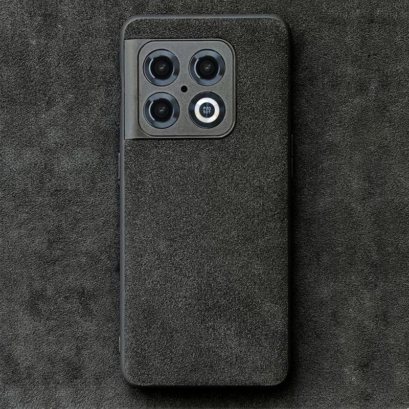 

Luxury Alcantara Leather Case for Oneplus 13 One Plus 12 11 10 Pro 9 8 1+7 Italian Imported Suede Back Cover Silicone Edge Shell Oneplus 13 темно-сірий колір