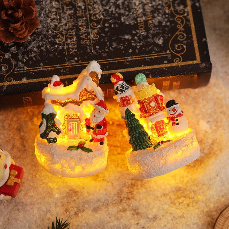 Christmas resin gingerbread house small house Santa Claus snowman micro landscape resin ornaments Christmas decorations ornaments