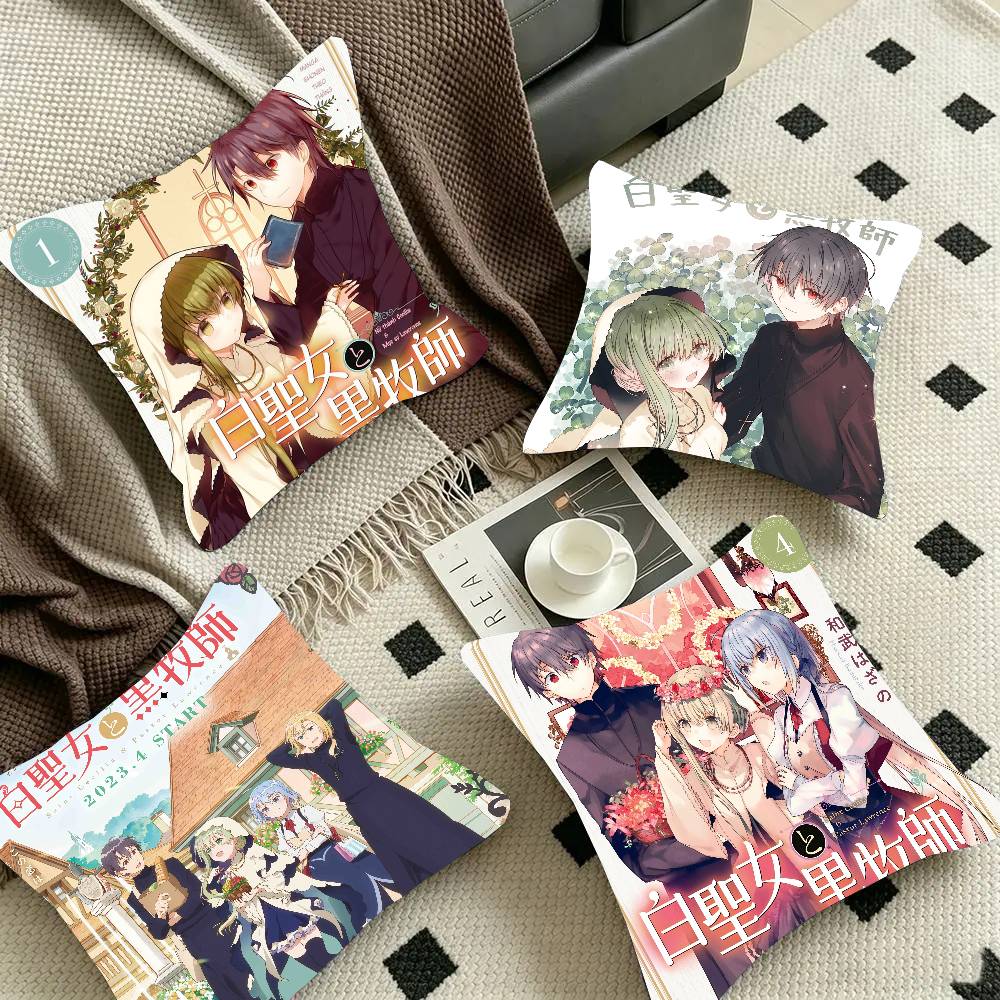 Saint Cecilia And Pastor L-Lawrence Anime Pillow Case Fashion Square Pillowcase Bedroom Sofa Room Ins Decoration Leisure