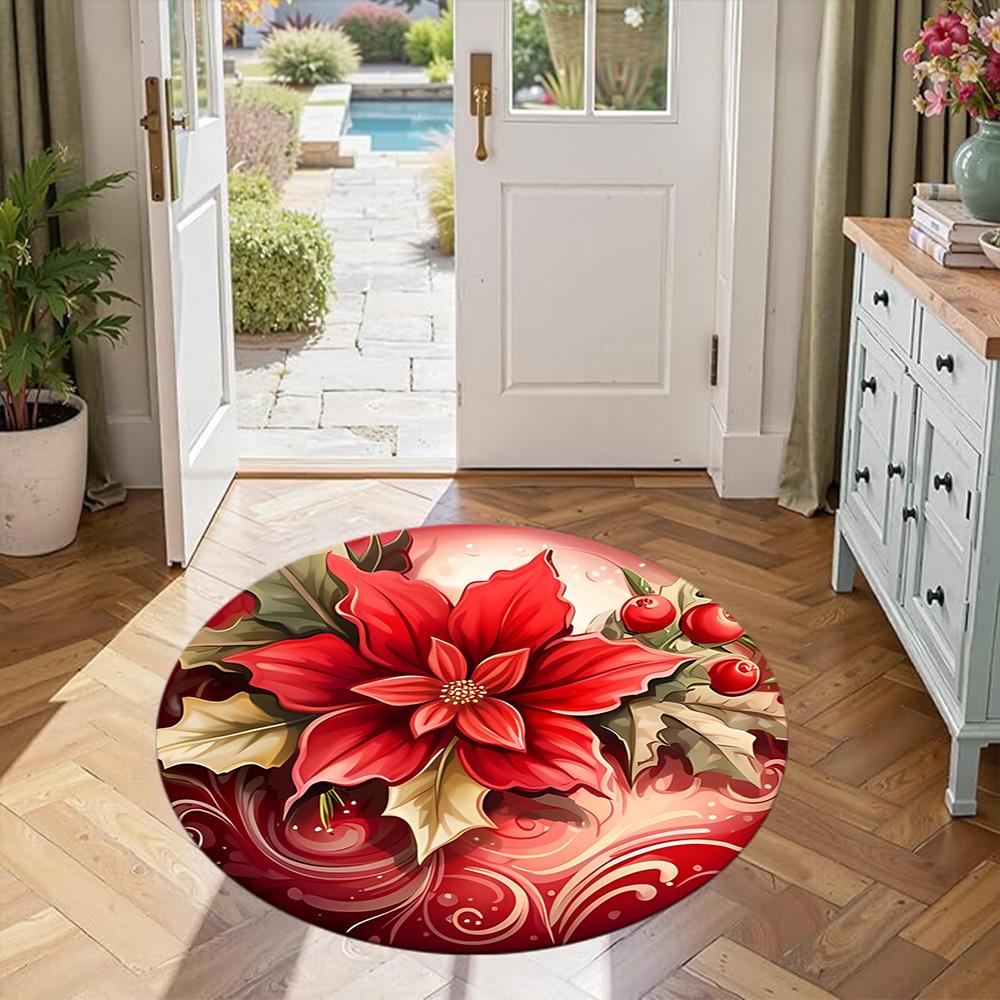 Christmas Round Carpet Perfect for Foyer Outdoor Kitchen Dining Room Anti-slip Round Rug Anime Office Decor Perfect Gift for Friends Family