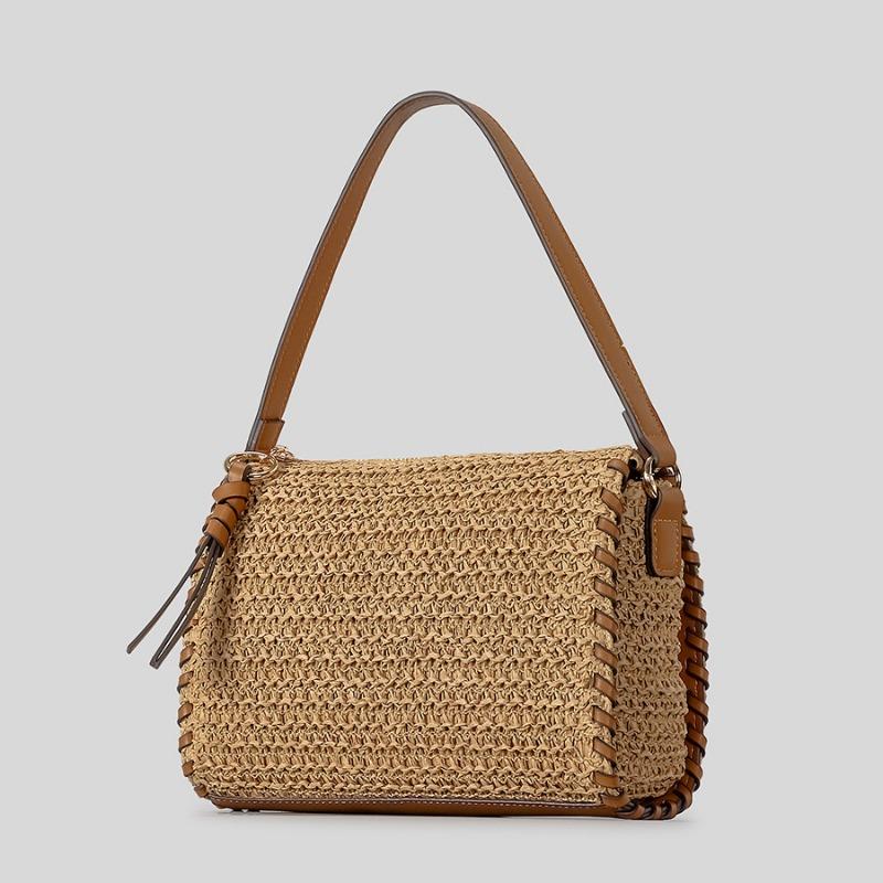 

Вязаная сумка большой вместимости, пляжная сумка для отпуска, модная одноплечевая сумка кофейный