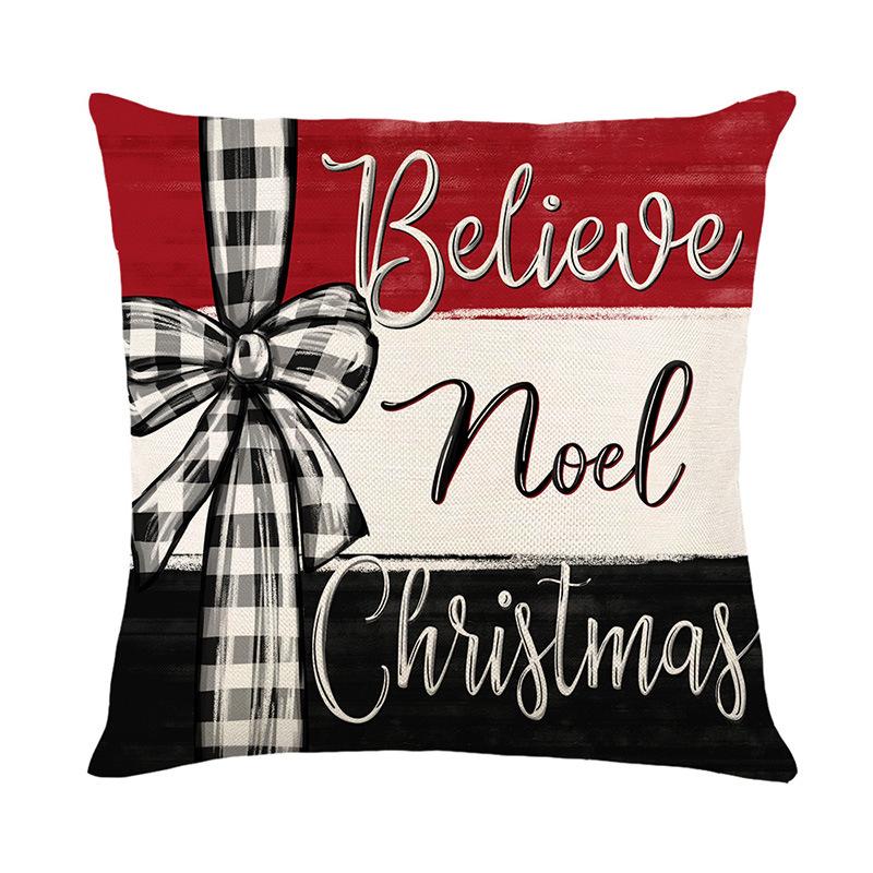 New Christmas Pillow Cover Polyester Printed Letter Cushion Cover Christmas Tree Letter Cushion Cover