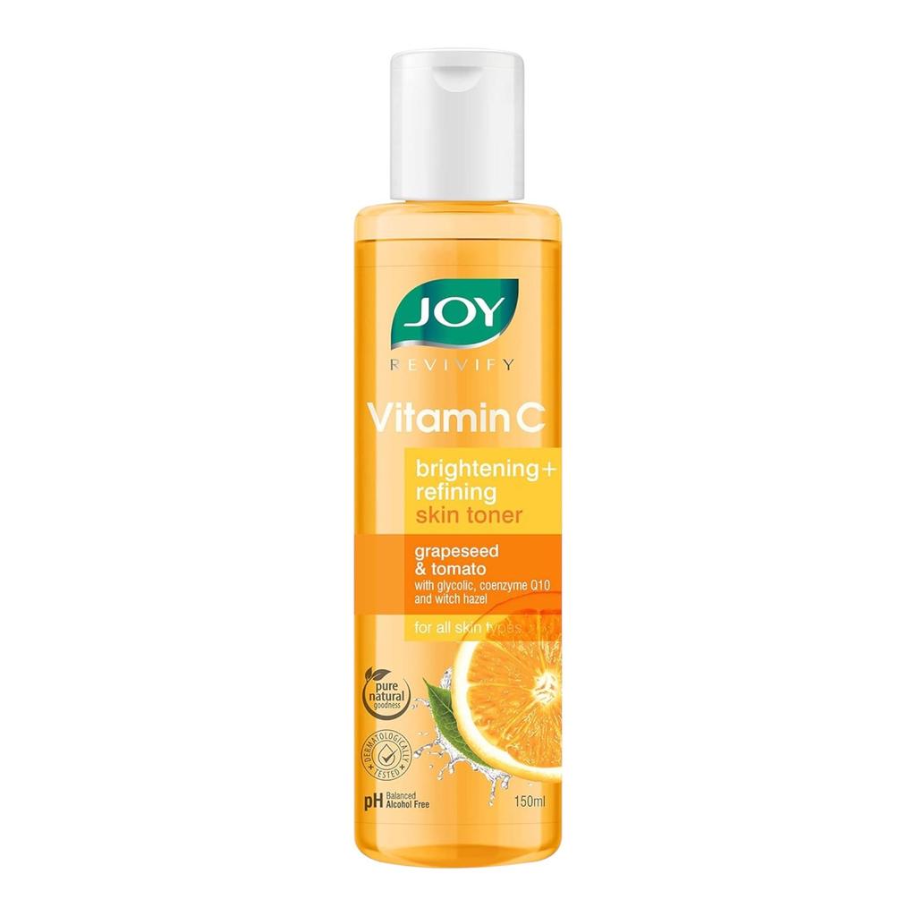 JOY Alcohol Free Vitamin C Face Toner 150ml Pack for Glowing Hydrated Skin with Hyaluronic Acid