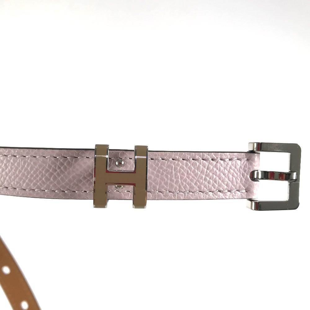 Hermes Pop H Logo Buckle Thin Belts Accessories Belt Leather Mauve Pail Pink