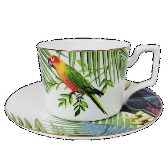 Ceramic Overglazed Color Figure Tableware Set Hand Painted Parrot Household Dinner Plate Steak Plate Coffee Set Set