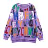 Buchstabenprint Damen Pullover Laternenärmel Langarm Kontrastfarbe T-Shirt Locker Lässig Frühling Herbst Modische Koreanische Tops