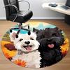 1PC Puppies Flowers Office Round Area Rug,  Mat Suitable ForOffice, Under Office Chairs Bedroom Living Room Home Decor, Room Deco