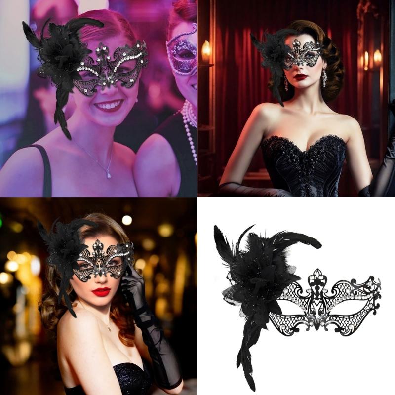 Women Masquerade Mask with Rhinestones Ball Prom Mask Venetians Party Mask Half Face Lace Mask Eyemask Mardi Gras Mask