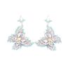 Heavy Industry Micro-inlaid Zircon Blue Butterfly Earrings Elegant Light Luxury Insect Earrings 925 Silver Needle Dinner Earrings Women's