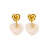 INS Style Natural Shell Heart Earrings Minimalist Luxury 18K Gold Stud Earrings Premium Tarnish Free Ear Jewelry
