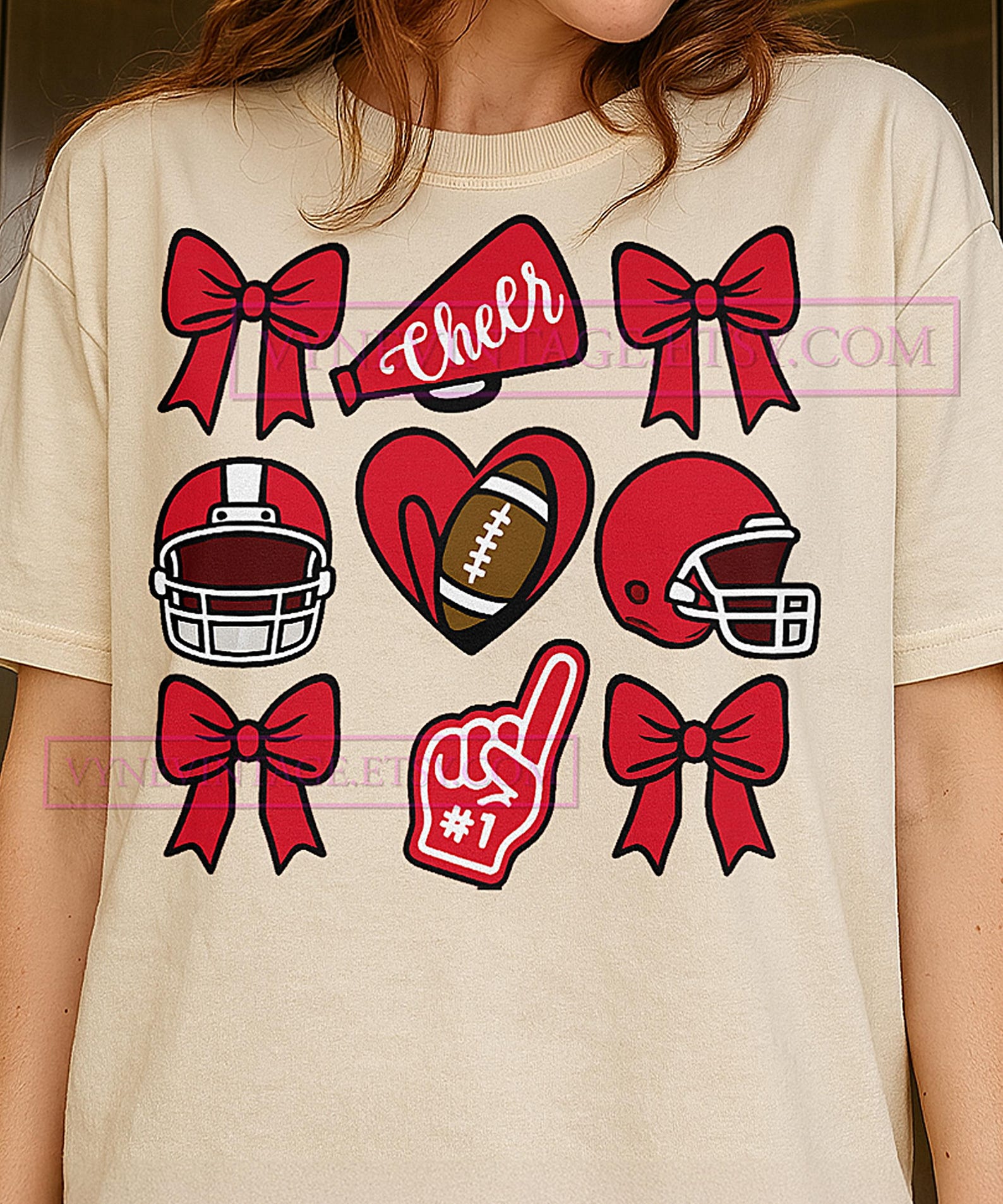 Cheer Football Valentine T-Shirt, Sports Love Graphic Tee, Valentine s Day Gift, Cheerleader Football Fan Shirt, Festive Love Shirt S