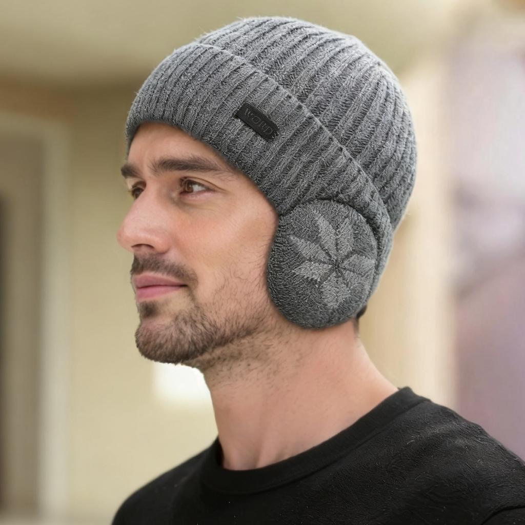 Nowa czapka zimowa unisex z podszewką z polaru, ciepła, stylowa, miękka czapka beanie dla mężczyzn i kobiet, czapka dzianinowa z nausznikami