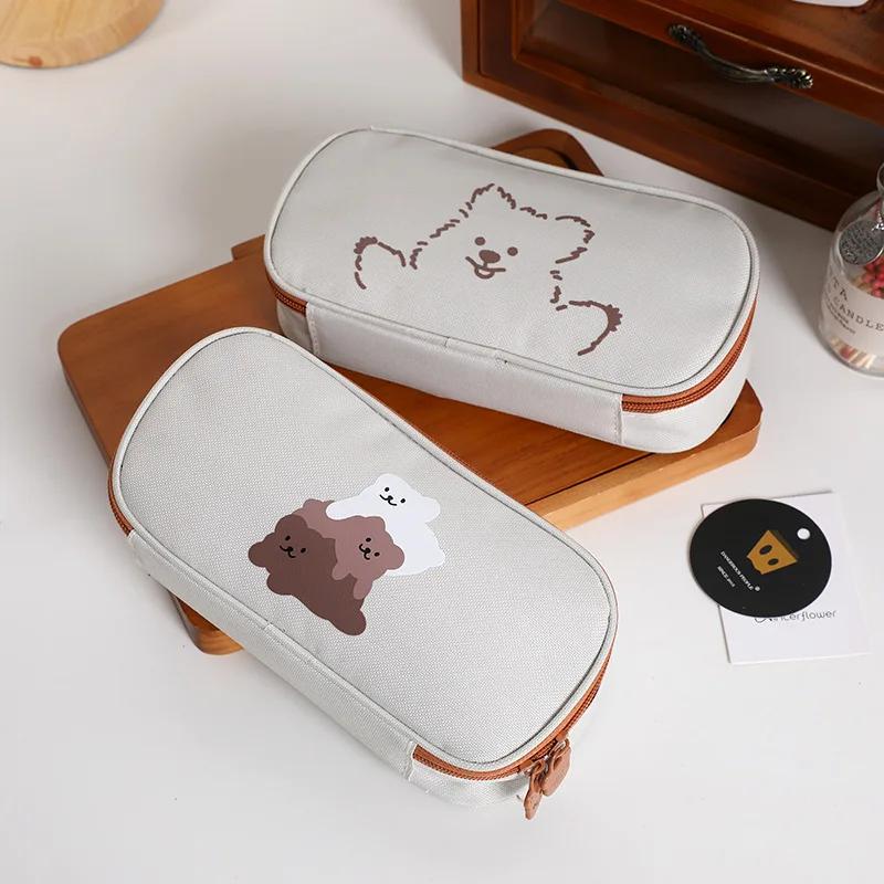 Large Capacity Pencil Bag Simple Creative In-Day Canvas Stationery Bag Girl Primary School Pencil Case Boy Pencil Case