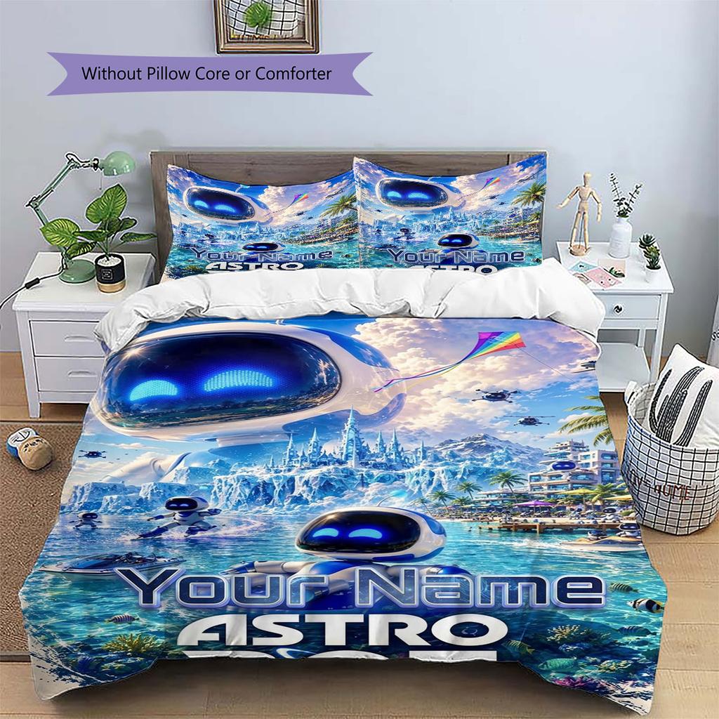 ASTRO BOT Custom Name Pattern Bedding,Quilt Set Quilt Cover Pillowcase Home Birthday Gift(1 * Duvet Cover + 2 * Pillowcase, Without Core)