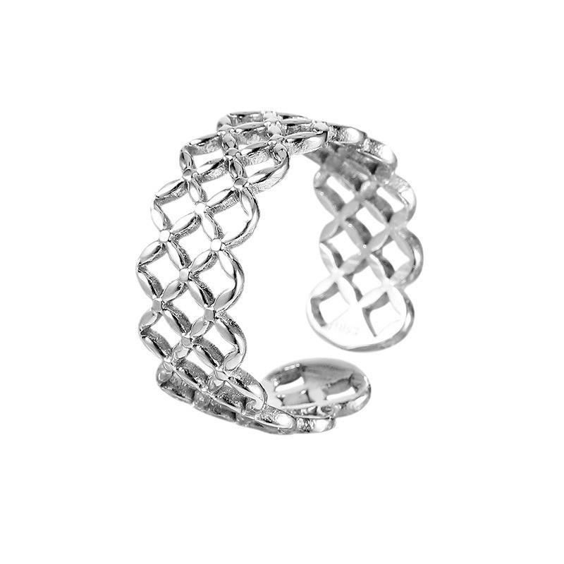 Adjustable Open Ring Men Women Geometric Rhombus Plated Vintage Style Minimalist Fashion Jewelry