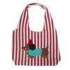 Cute Dog Embroidery Women's Shoulder Vest Bag Large Capacity Female Commute Shopping Bags Simple Striped Ladies Tote Handbags