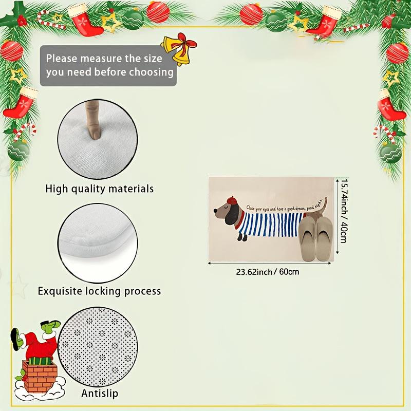Cartoon Dachshund Flannel Floor Mat: Dirt-Resistant, Water-Absorbent, Non-Slip Bedside Rug, Easy-to-Clean.
