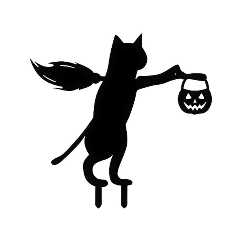 Elegant Black Metal Feline Lawn Statues Suitable For Yard Decoration No Tool Installation Required Durable Metal Craft
