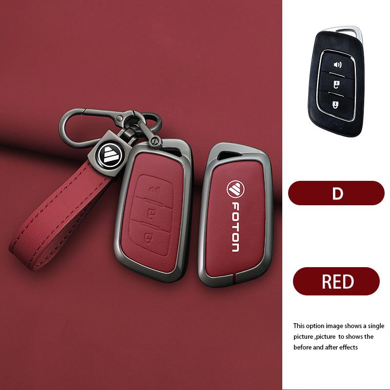 Zinc Alloy Leather Car Key Case Cover For Foton Senior General G9 Landscaper Yutu 9/8 pickup F9 Xiangling Q Protector Keychain