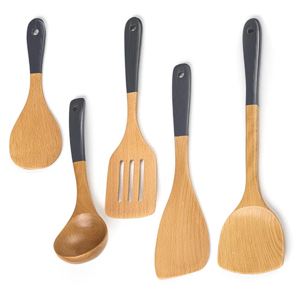3/5 Pcs Long Handle Wooden Cooking Kitchenware Set Non-stick Cooking Utensil Set  Non-stick Pan