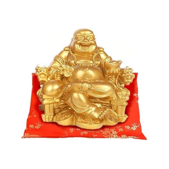 Hotei-sama figurine Hotei-san Seven Lucky Gods Blessing Money Luck Auspicious Hotei-sama figurine Hotei sitting on a dragon chair Hotei statue