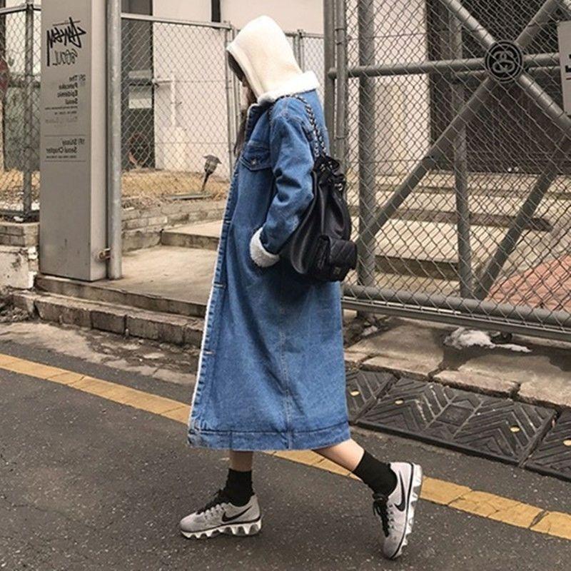 Podzimní a zimní nová korejská verze bavlněné bundy volná a silná rovná hlaveň 100% bavlněná bunda kovbojský kašmírový kabát