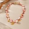DIEYURO Acciaio Inossidabile 316L Pietra Rosa Corallo Stella Marina Tartaruga Set Collana Bracciale Donna Nuova Moda Gioielli Impermeabili Set Regalo
