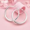 925 Sterling Silver Fashion 36mm Circle Pierced Earrings Wedding Jewelry