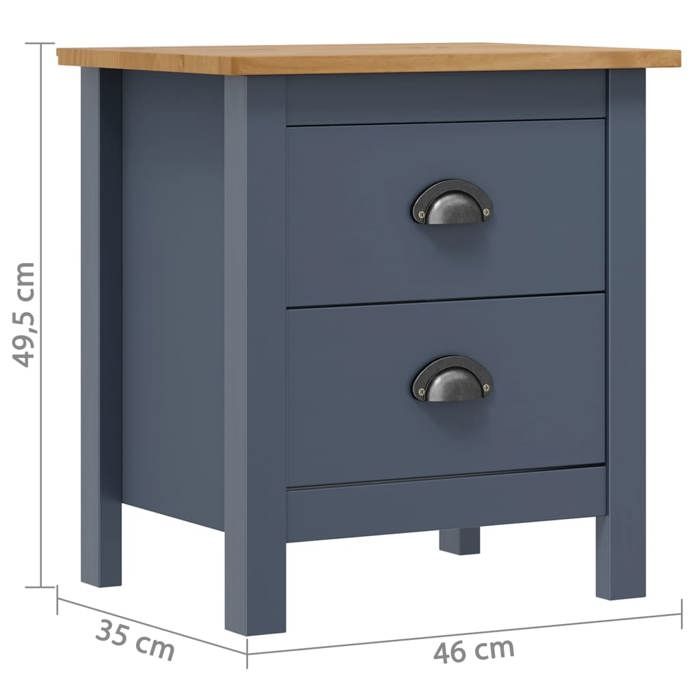 VidaXL Bedside Tables Hill 2 Pcs Grey 46x35x49.5 Cm Pine Wood 288909