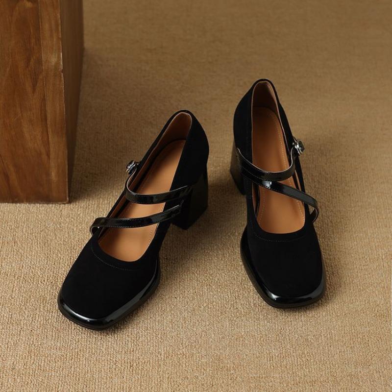 Fashion High Heels Women Chunky Shoes Retro Buckle Heeled Shoes 2025 New Designer Autumn Fashion Pumps Dress Party Zapatillas De Mujer