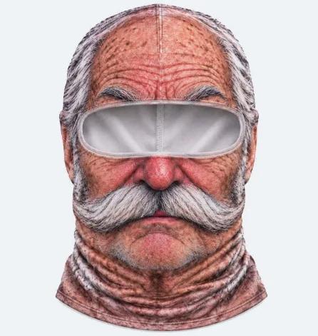 New 3D Face Printed Old Man Balaclava White Mustache Full Coverage Winter Mask Cover Stretch Elastic Funny Ski Mask