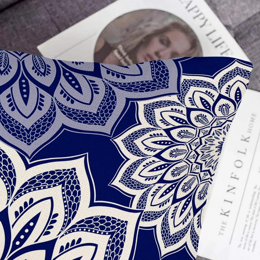 Dark Blue Geometric Petal Linen Pillowcase Sofa Cushion Cover Home Decoration Can Be For You 40X40 45X45 50X50 60X60