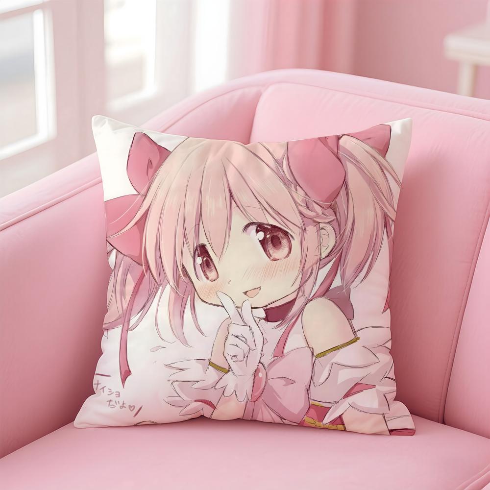 Anime Puella Magi Madoka Magica Cushion Cover Comfortable Reversible Pillow Cover Ideal for Car Sofa Bedroom & Beyond