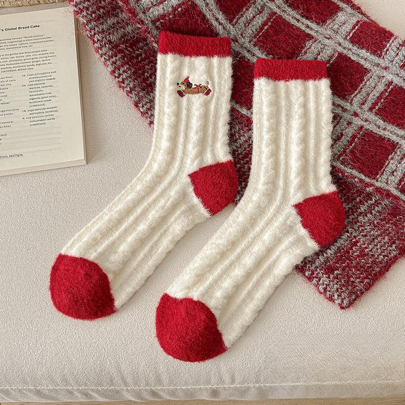 Women's Autumn and Winter Christmas Thickened Warm This Year Red Socks