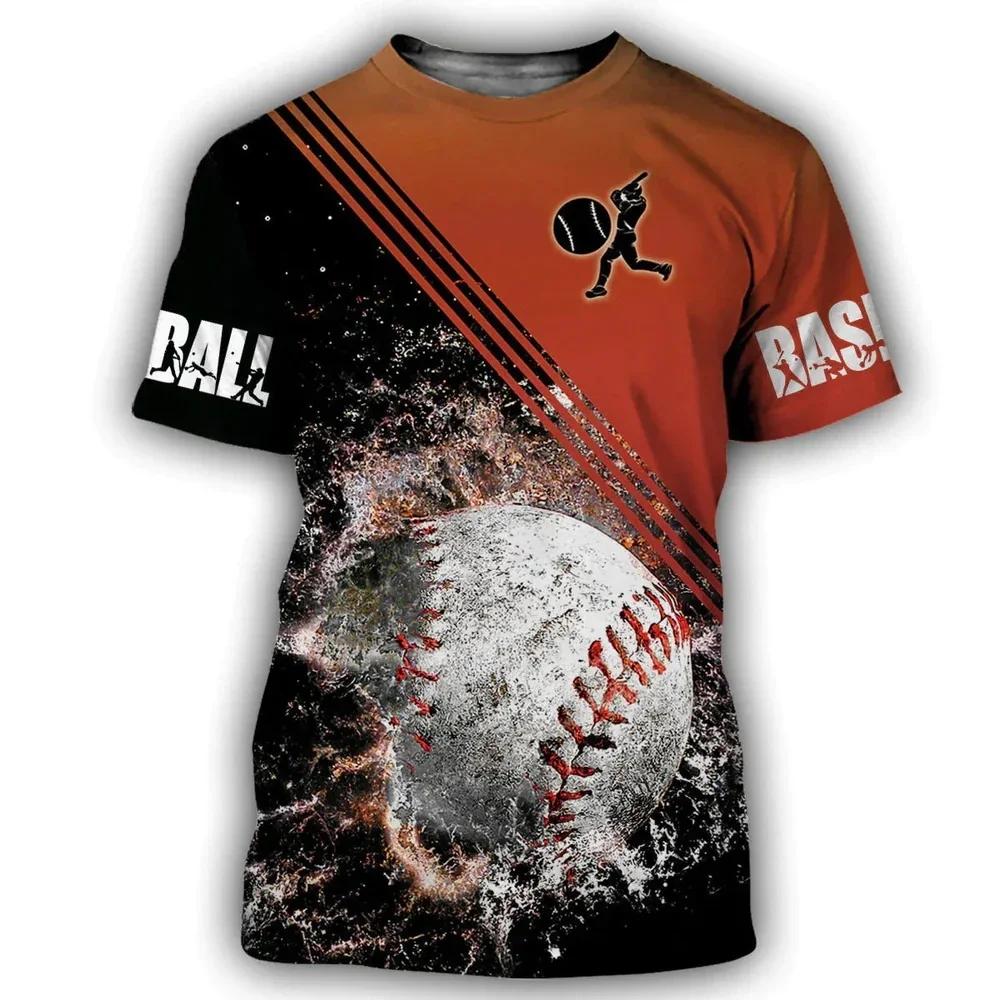 Baseball Sports 3D Printed Outdoor Men's Women's Short Sleeved T-shirt With Round Neck For Children Quick Drying Comfortable Top