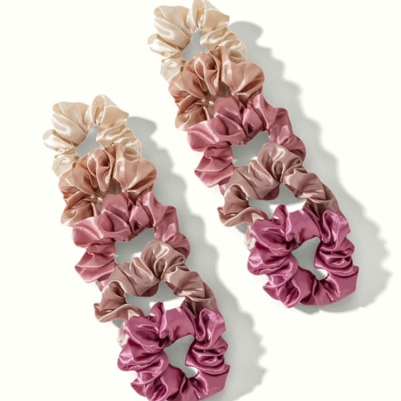 25/10//6 Stück Satin Scrunchies Mädchen Elastisches Haarband Pferdeschwanzhalter Haargummis Mode Damen Accessoires Uni Scrunchy