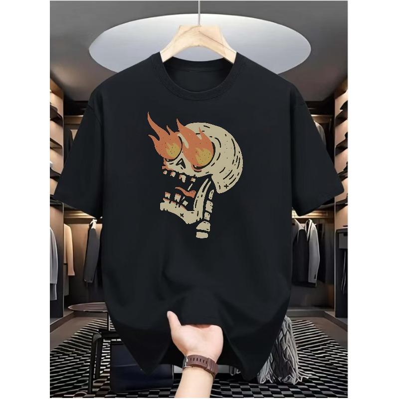 

Hellfire Men s Casual Digital Print T-Shirt, Crew Neck, Short Sleeve, Street Hip-Hop Style, Summer European and American Fashion Trend, Sporty Style 4XL чорний