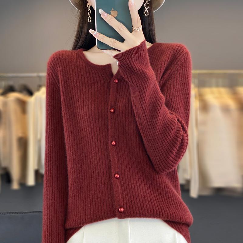 QingHe Kaschmir Damen 30% Kaschmir Cardigan - Weicher & Warmer Wollmischungs Pullover
