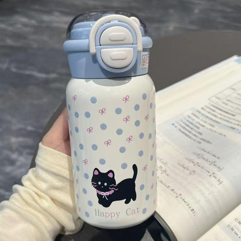 Kitten Thermos Cup: 2026 Stylish Insulated Straw Cup for Students - Cute, Portable, 316 Stainless Steel
