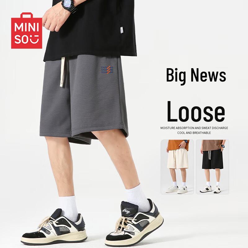 

MINISO Men s Summer Knit Straight Mid-Length Shorts L