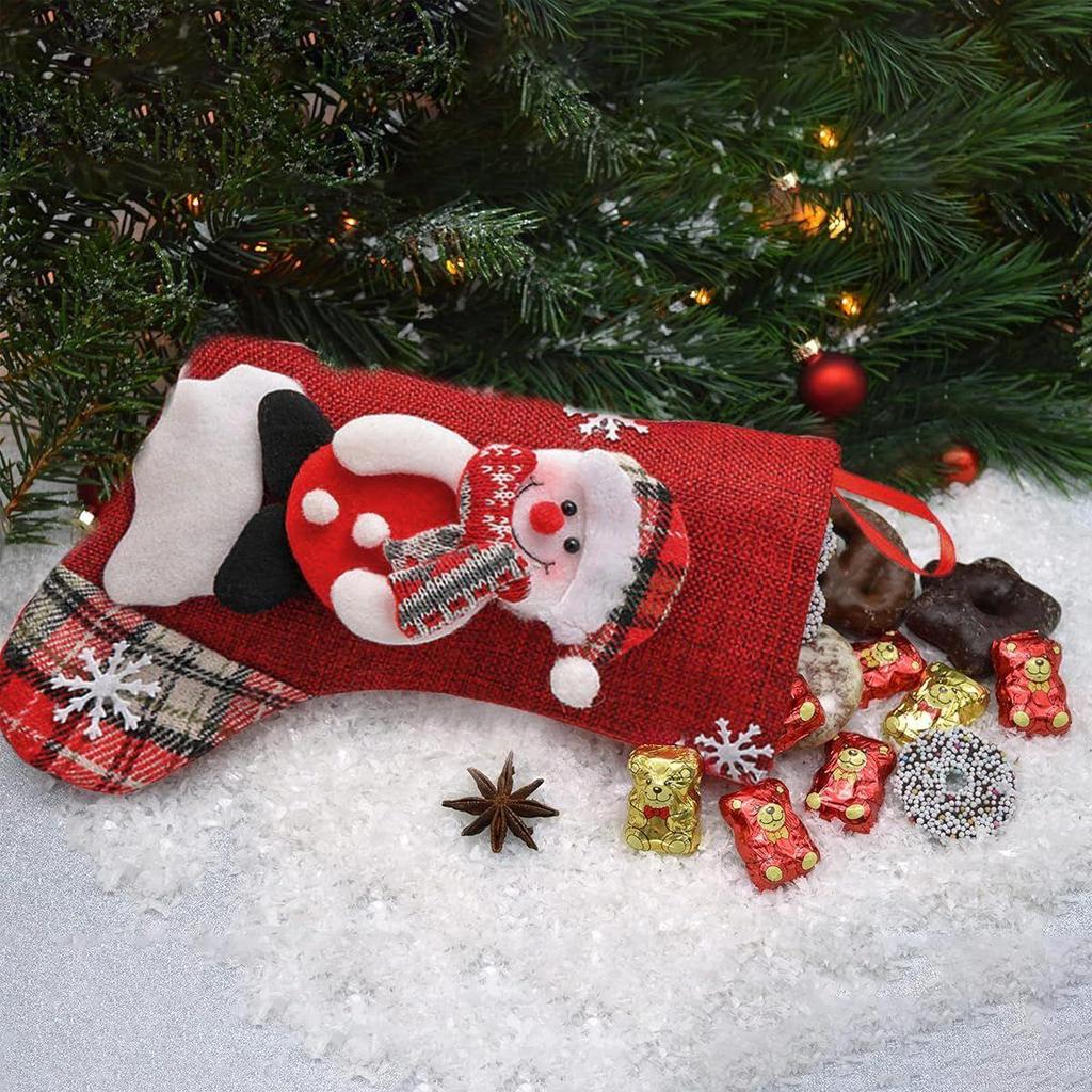 4 st Julstrumpor Juldekorationer Artiklar Stor Röd Björn, Jultomte, Snögubbe, Ren Julstrumpor Gåvor Hängande Julstrumpor