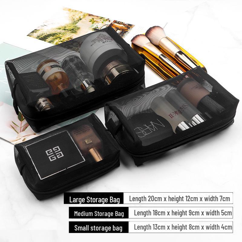Korean Mini Mesh Travel Cosmetic Bag Set - Cute, Portable, Simple Storage Solution