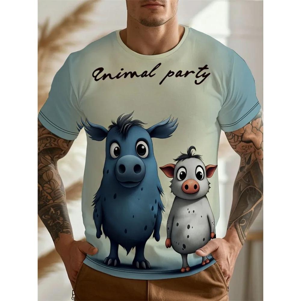 Summer Mans Animal Cat T-shirt Creative 3D Printed Short Sleeved T-shirt Fashionable Comfortable Soft Breathable Large Loose T-shirt