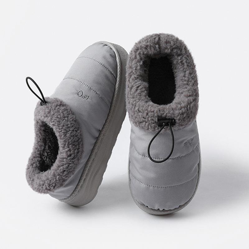 Fashion Crestar Women Fur Cotton Shoes Fashion Outdoor Waterproof Down Men Cotton Slippers Winter Indoor Warm Non-slip House Fluffy Shoe