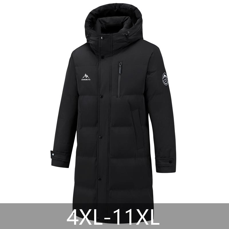 Taglie Forti 4XL-11XL Moda Parka Invernale Cappotto Lungo da Uomo con Cappuccio Casual Largo Nero Spesso Caldo Oversize Capispalla Giubbotti da Uomo